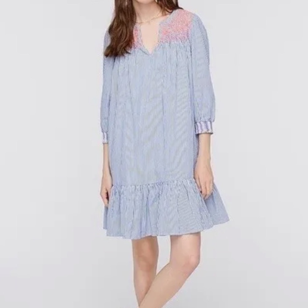 J Crew Embroidered Striped Dress size medium